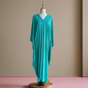 0049/ Turquoise Kaftan Dress, Vacation Resort Wear, Long Caftan